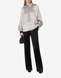 Pleated silk blend shirt - Grey Pearl