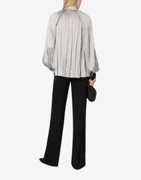 Pleated silk blend shirt - Grey Pearl