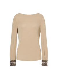 Chemisier avec poignets brodés - Beige