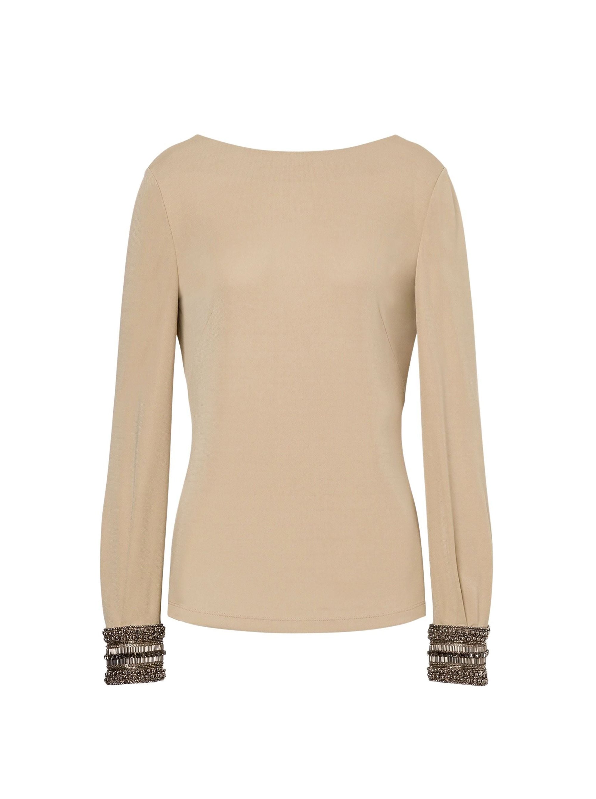Chemisier avec poignets brodés - Beige