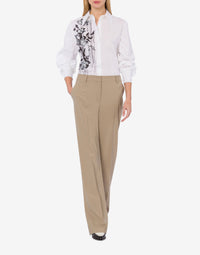 Chemise en popeline dripping roses - White