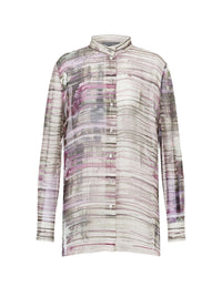 Chemise en soie avec imprimé dripping roses - Ivory