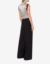 Silk blend shirt with lace - Grey Pearl