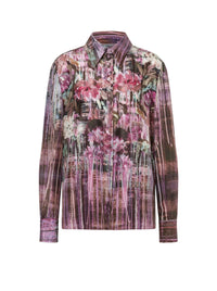 Chemise en soie avec imprimé dripping roses - Fantasy Purple