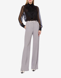 Chemise en mousseline de soie avec dentelle - Black