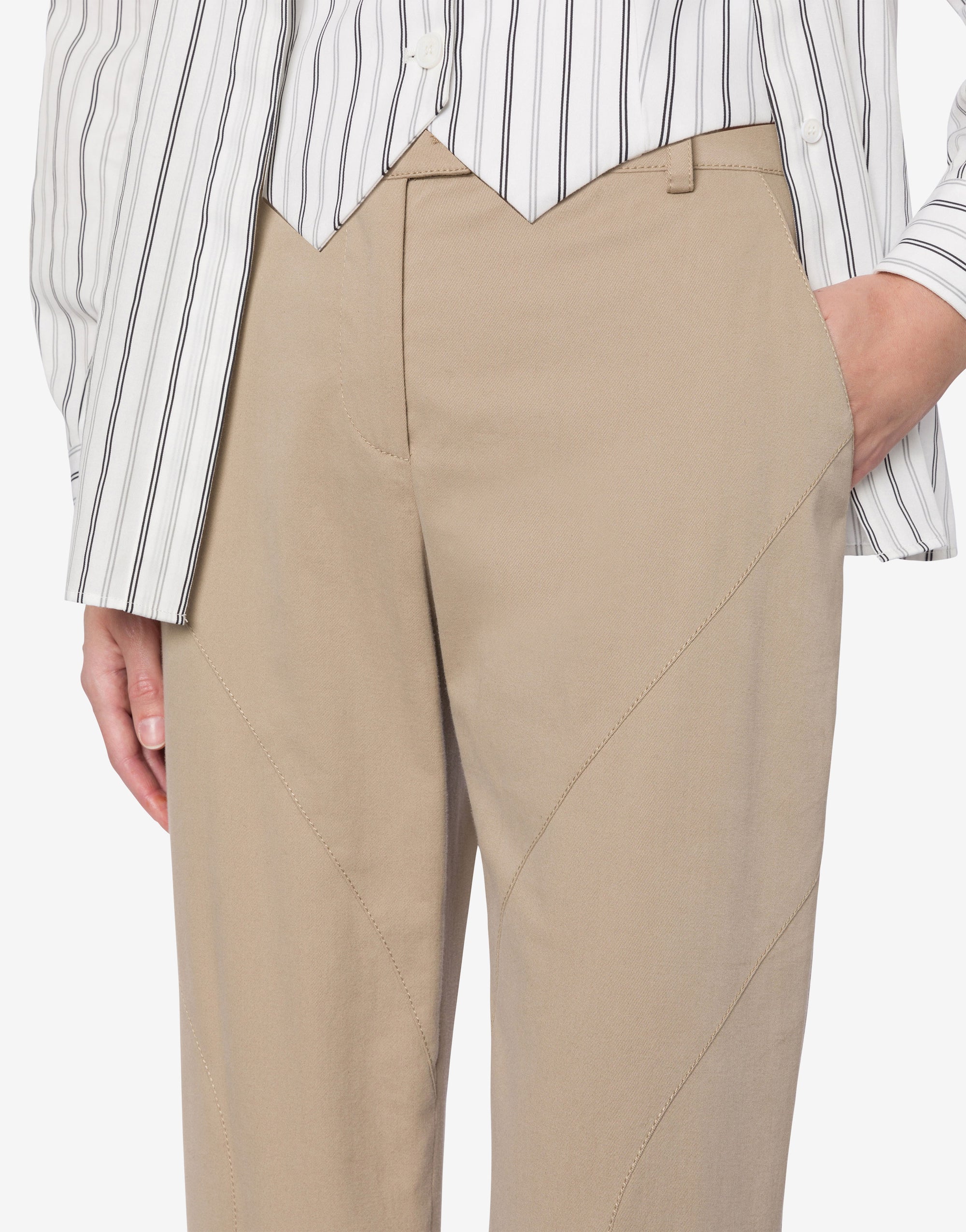 Cotton gabardine trousers - Beige