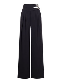 Loose-fitting wool trousers - Black