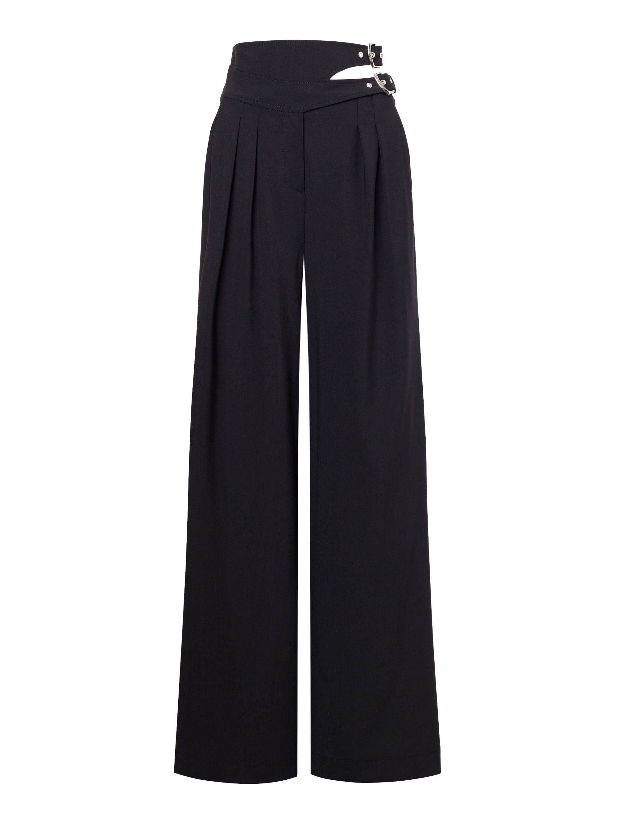 Loose-fitting wool trousers - Black