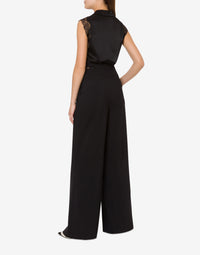 Loose-fitting wool trousers - Black