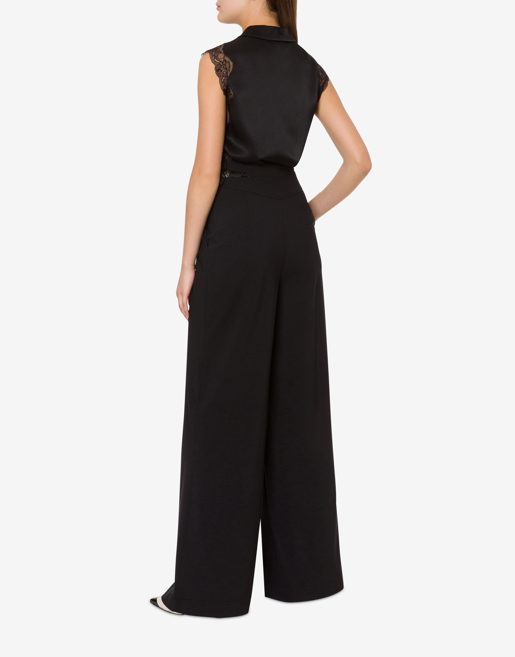 Loose-fitting wool trousers - Black