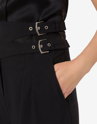 Loose-fitting wool trousers - Black