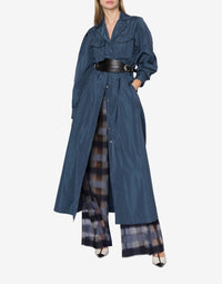 Pantalon à carreaux en laine et soie - Dark Blue
