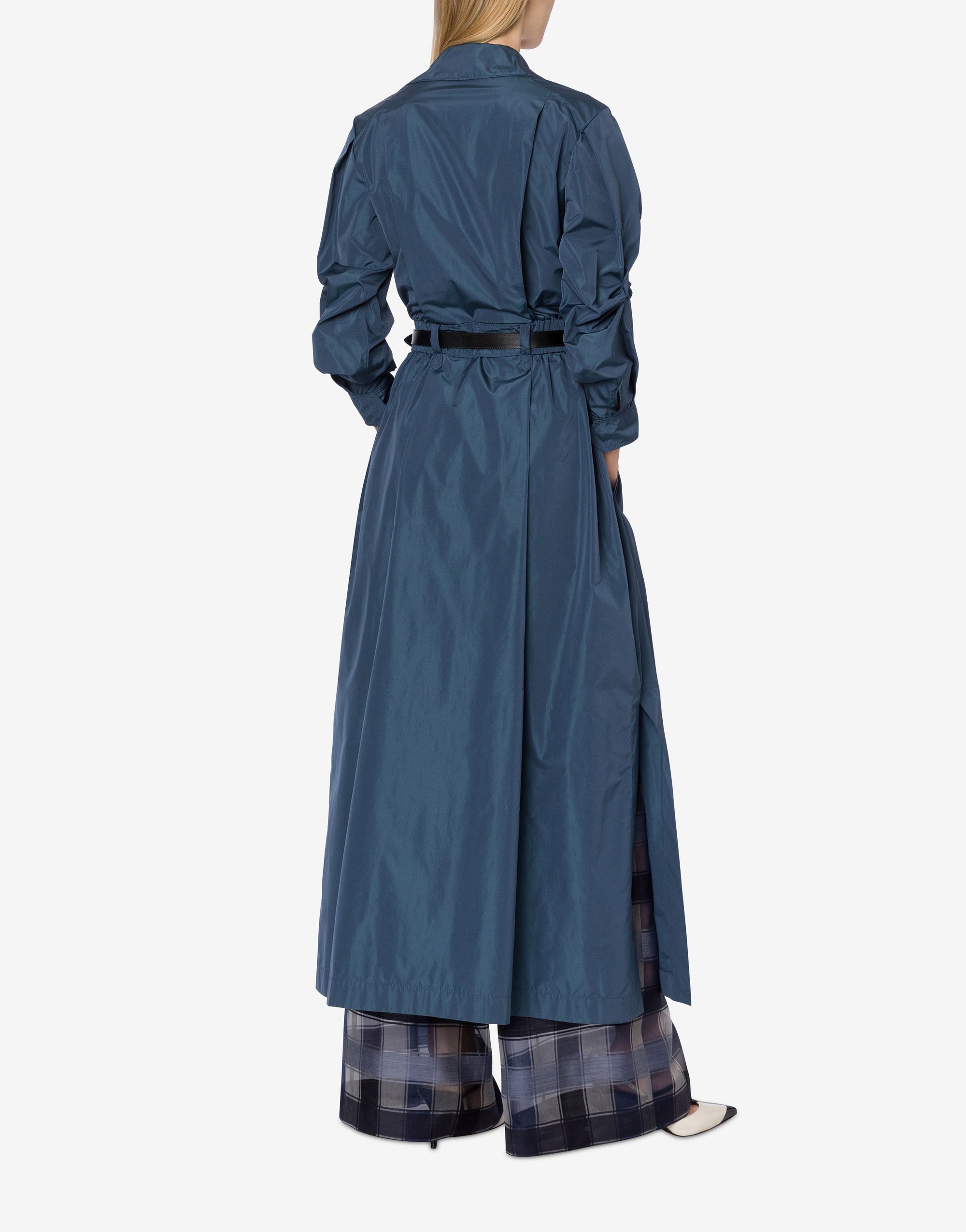 Pantalon à carreaux en laine et soie - Dark Blue