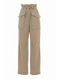 Pantalon ample en tissu fluide - Beige