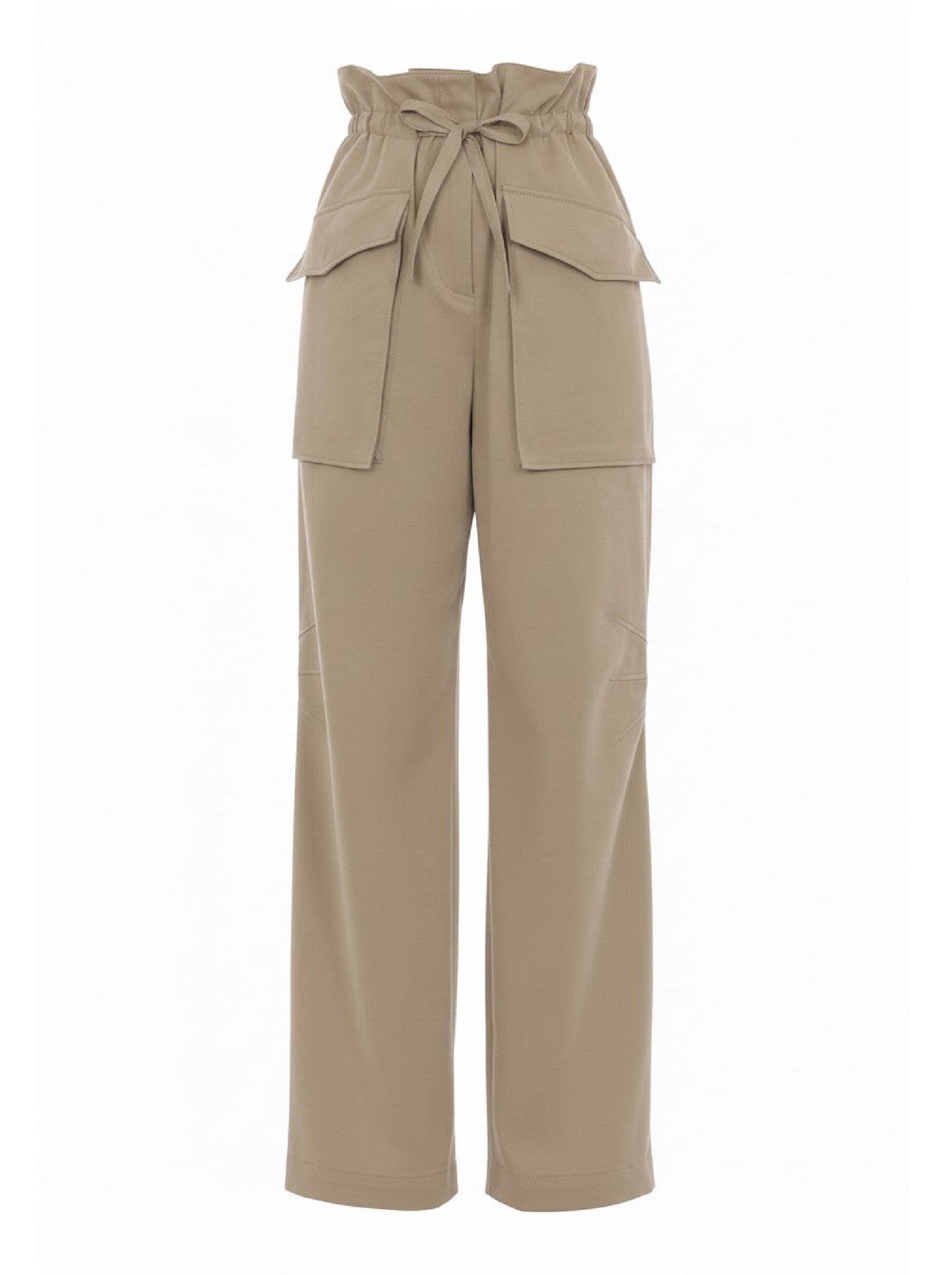 Pantalon ample en tissu fluide - Beige