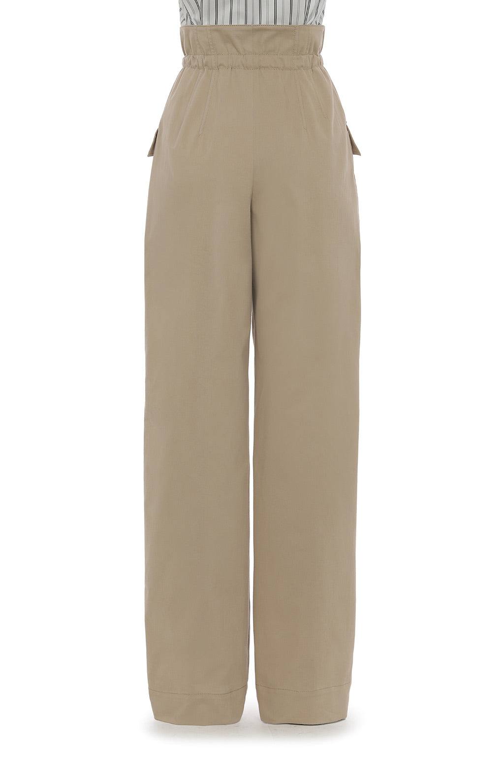 Pantalon ample en tissu fluide - Beige