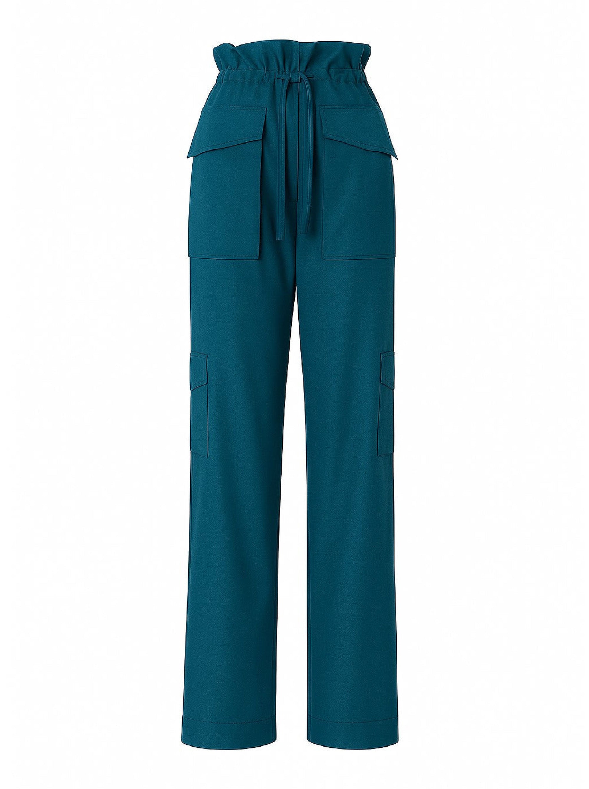 Pantalon taille haute en taffetas - Green