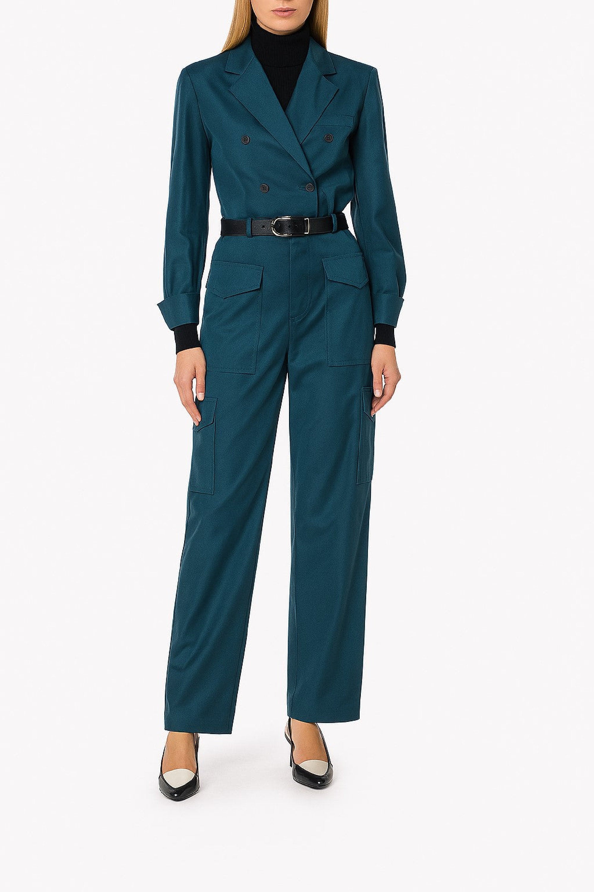 Pantalon taille haute en taffetas - Green