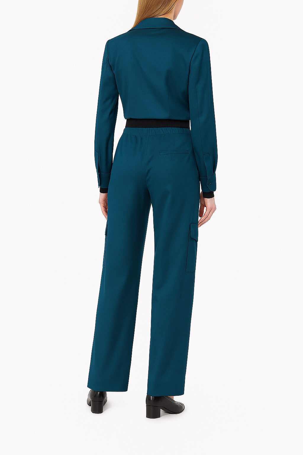 Pantalon taille haute en taffetas - Green