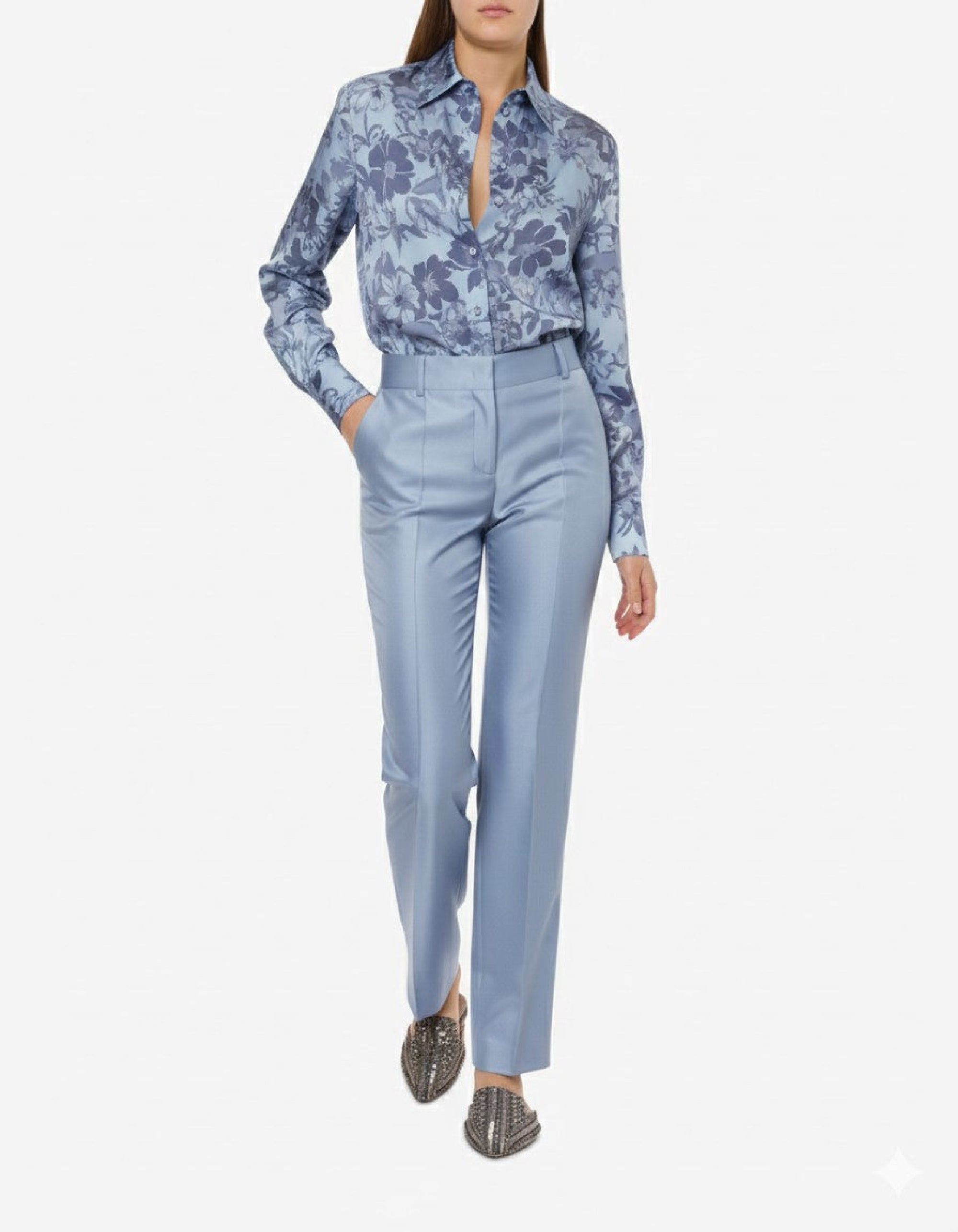 Pantalon de tailleur brillant - Grey