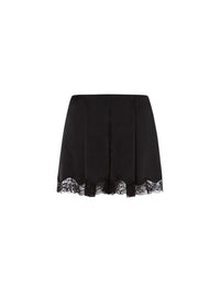 Silk blend shorts with lace - Black
