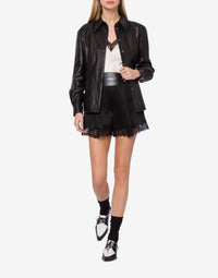 Silk blend shorts with lace - Black
