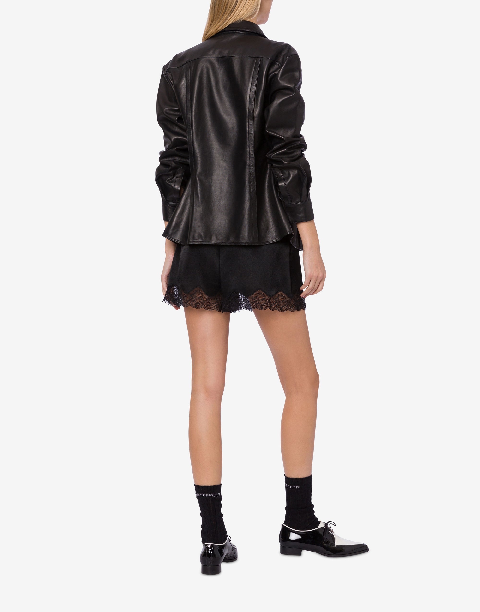 Silk blend shorts with lace - Black