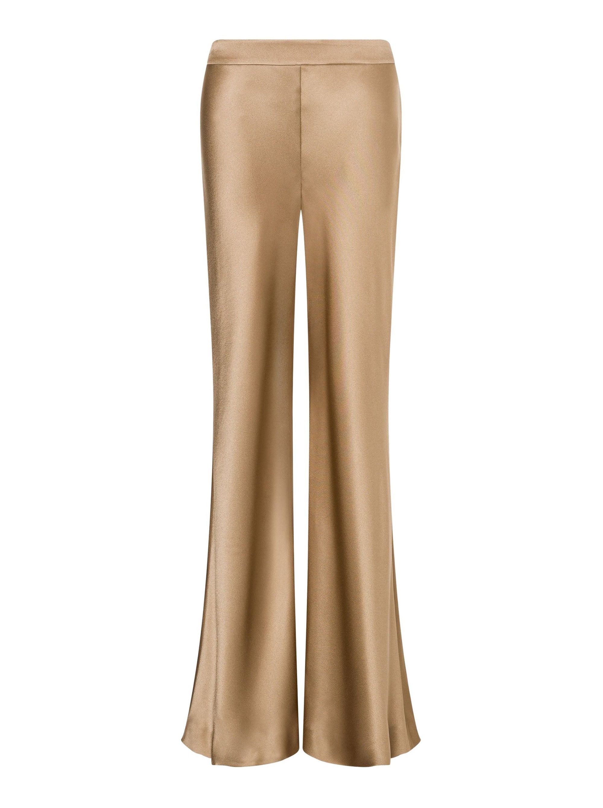 Silk blend flare trousers - Beige