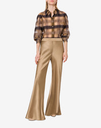 Silk blend flare trousers - Beige