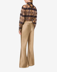 Silk blend flare trousers - Beige