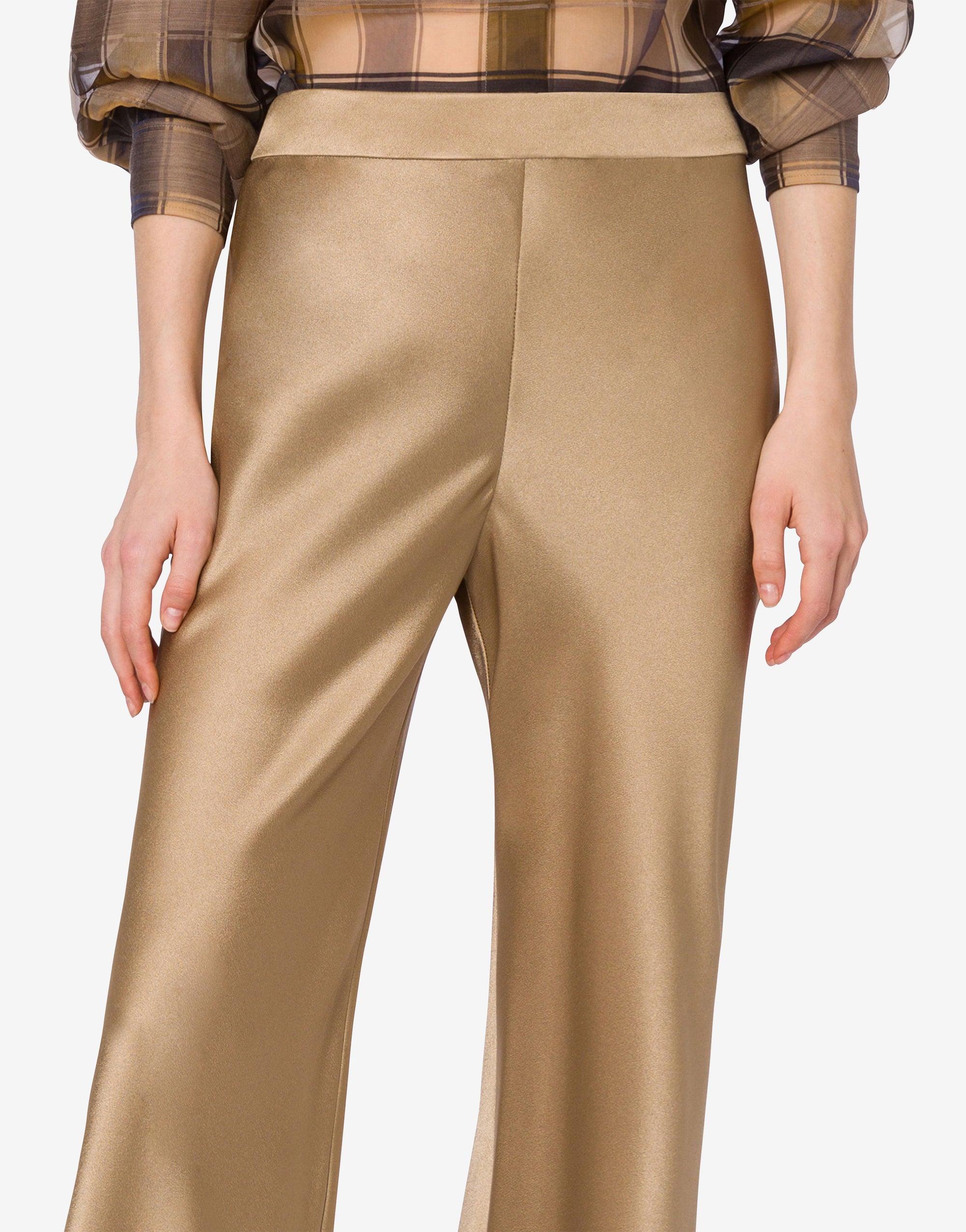 Silk blend flare trousers - Beige