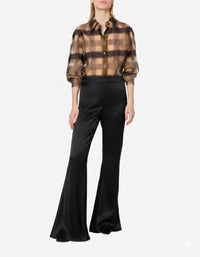 Silk blend flare trousers - Black