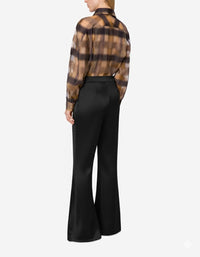 Silk blend flare trousers - Black
