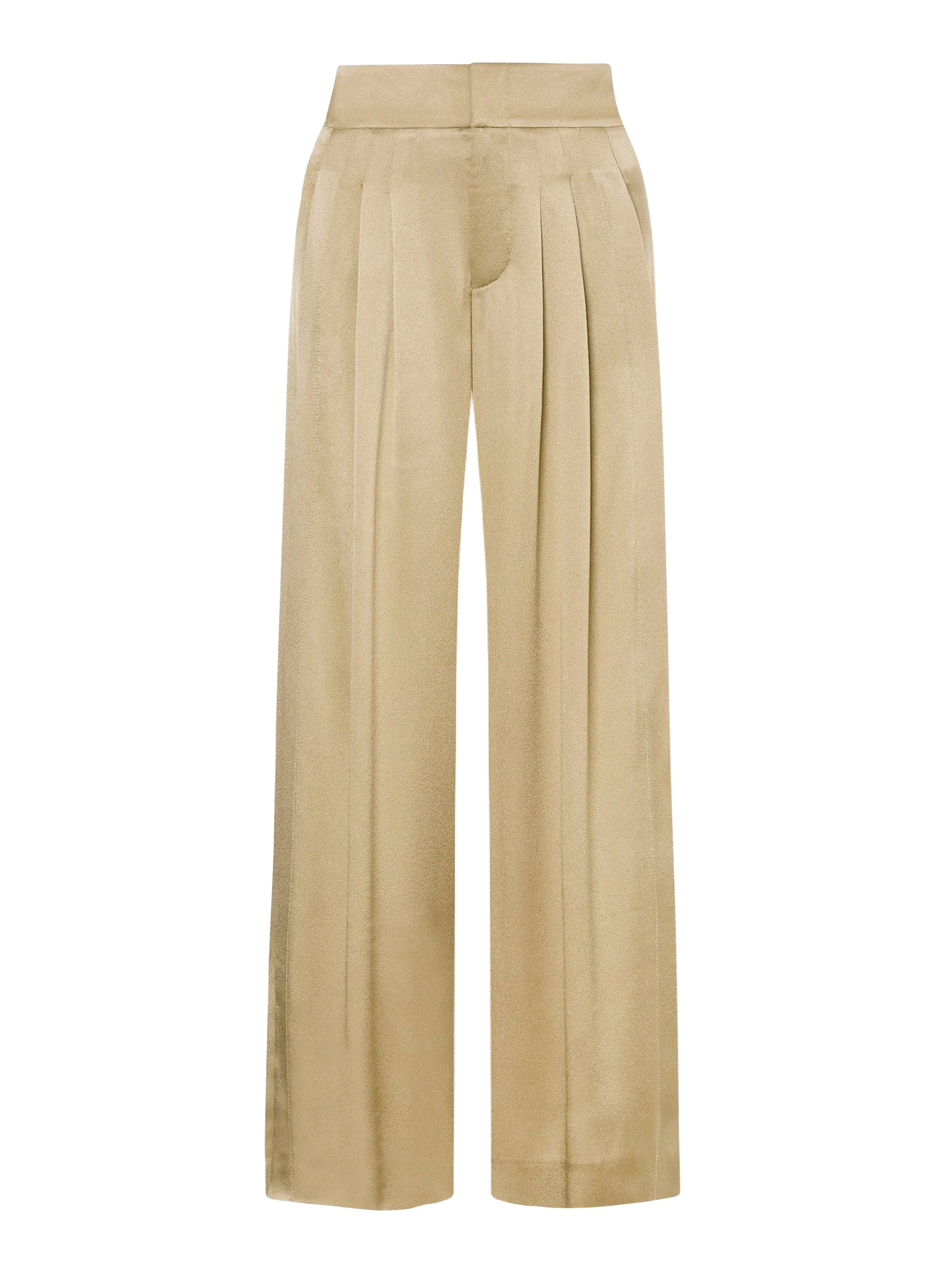 Silk blend trousers with pleats - Beige
