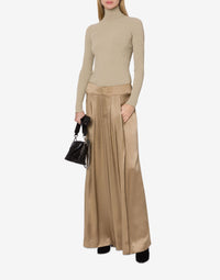 Silk blend trousers with pleats - Beige