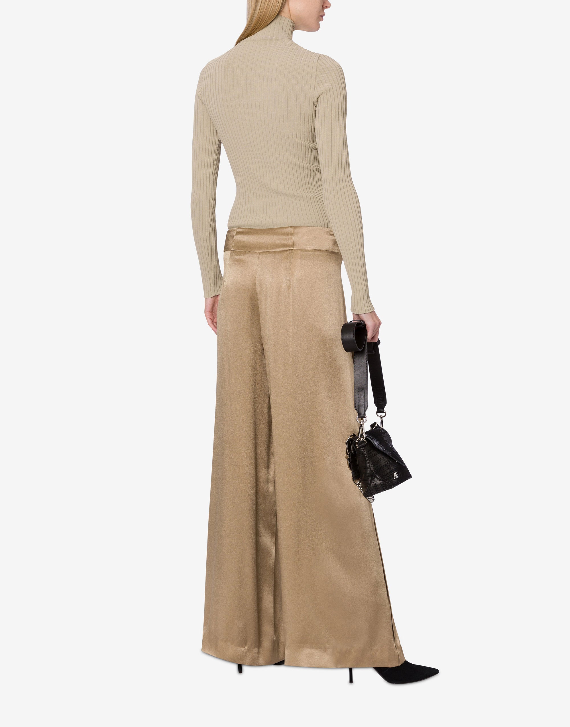 Silk blend trousers with pleats - Beige