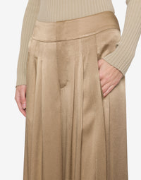 Silk blend trousers with pleats - Beige