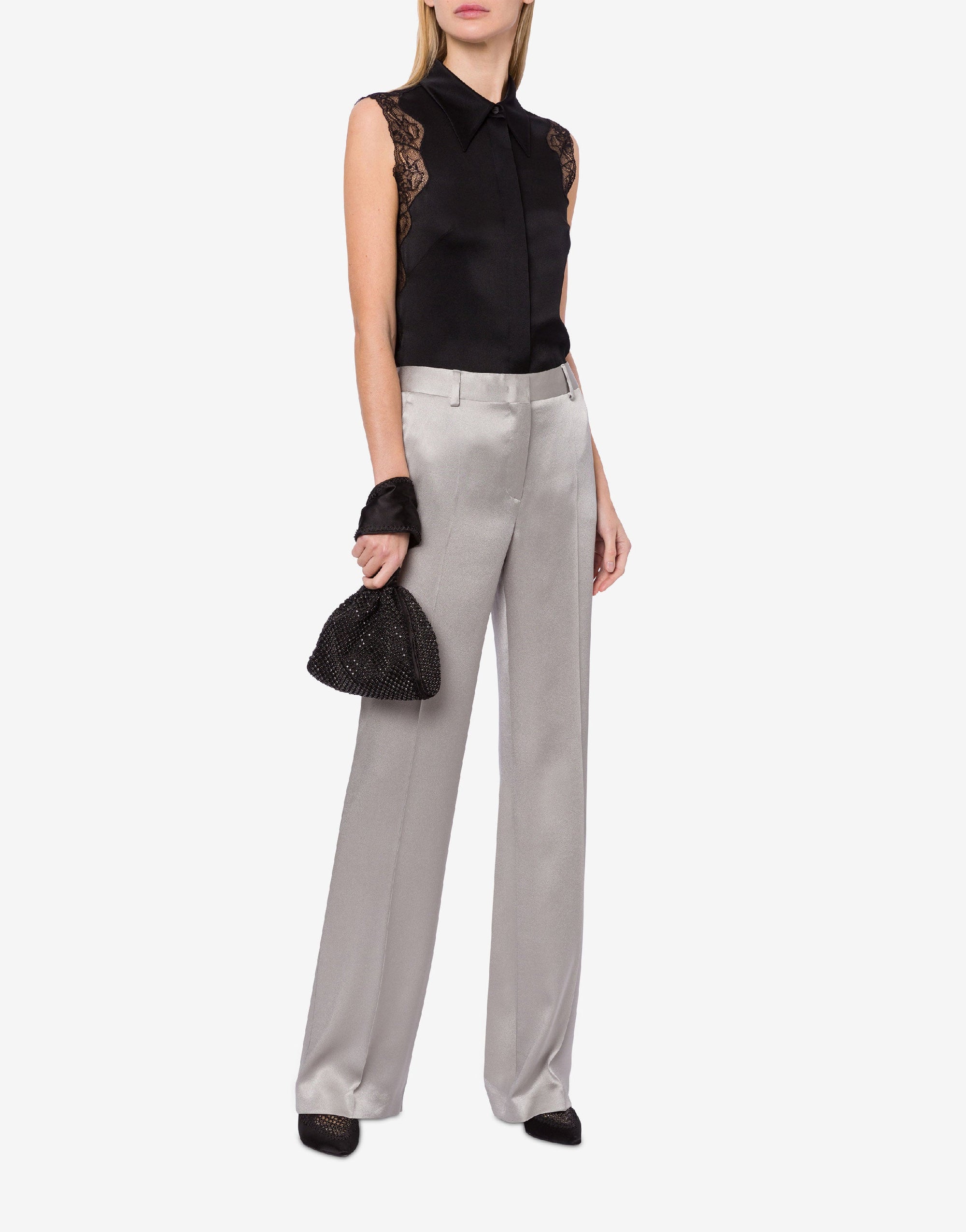 Silk blend tailored trousers - Grey Pearl