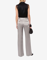 Silk blend tailored trousers - Grey Pearl