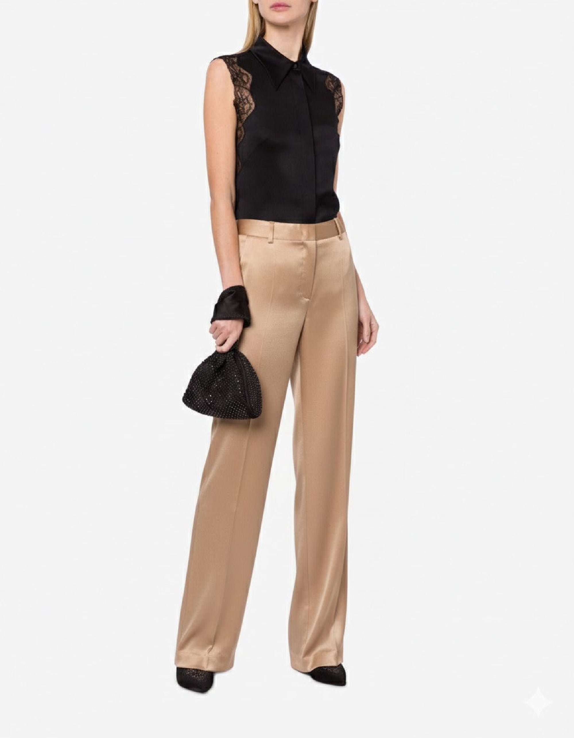 Silk blend tailored trousers - Beige