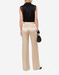 Silk blend tailored trousers - Beige