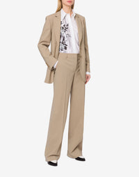 Pantalon en tissu de laine stretch - Beige