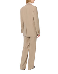 Pantalon en tissu de laine stretch - Beige