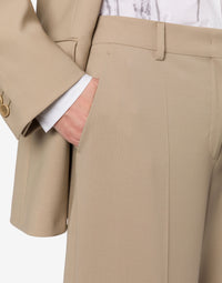 Pantalon en tissu de laine stretch - Beige