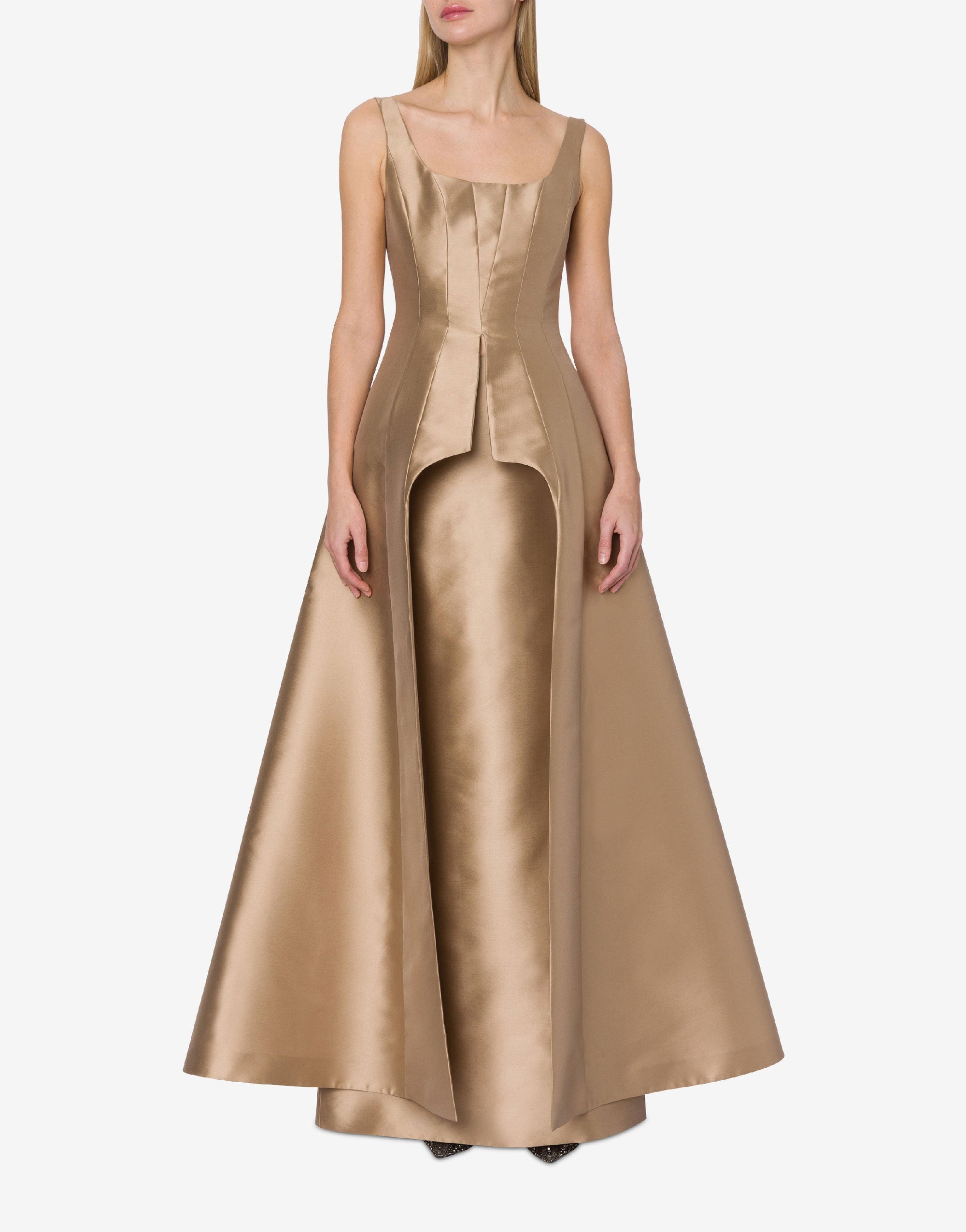 Robe longue brillante - Beige