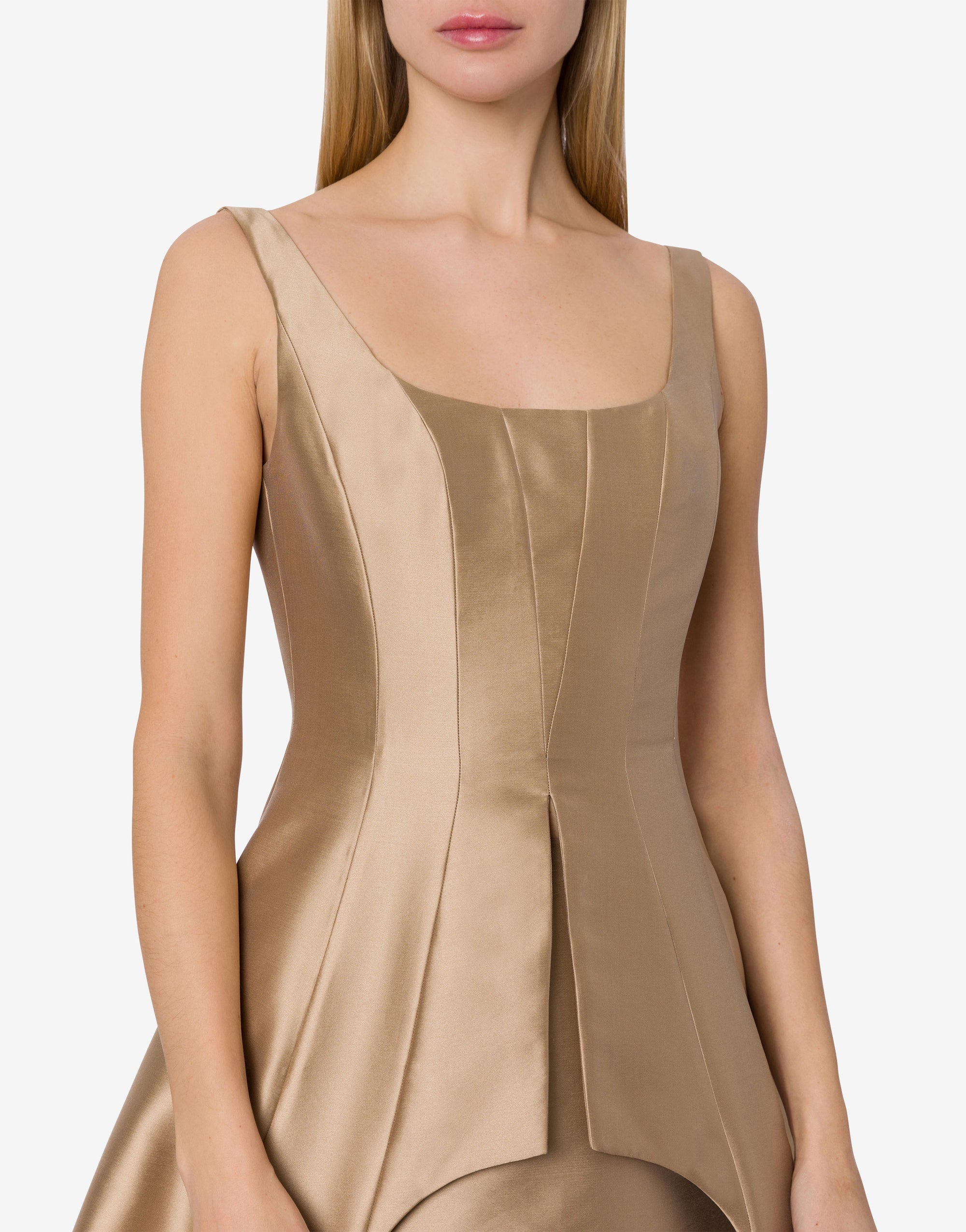 Robe longue brillante - Beige