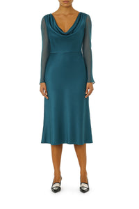 Silk blend midi dress - Grey
