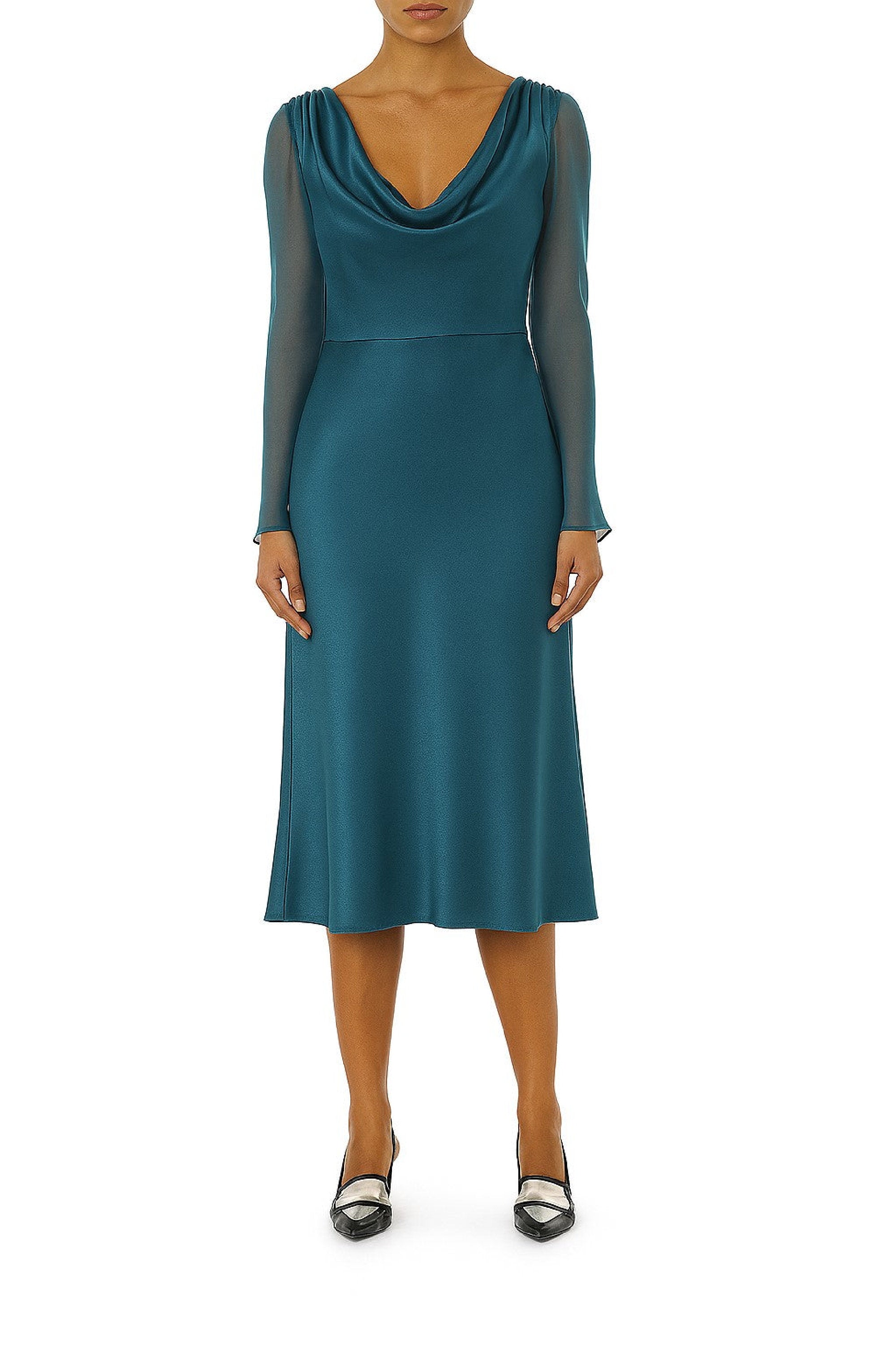 Silk blend midi dress - Grey