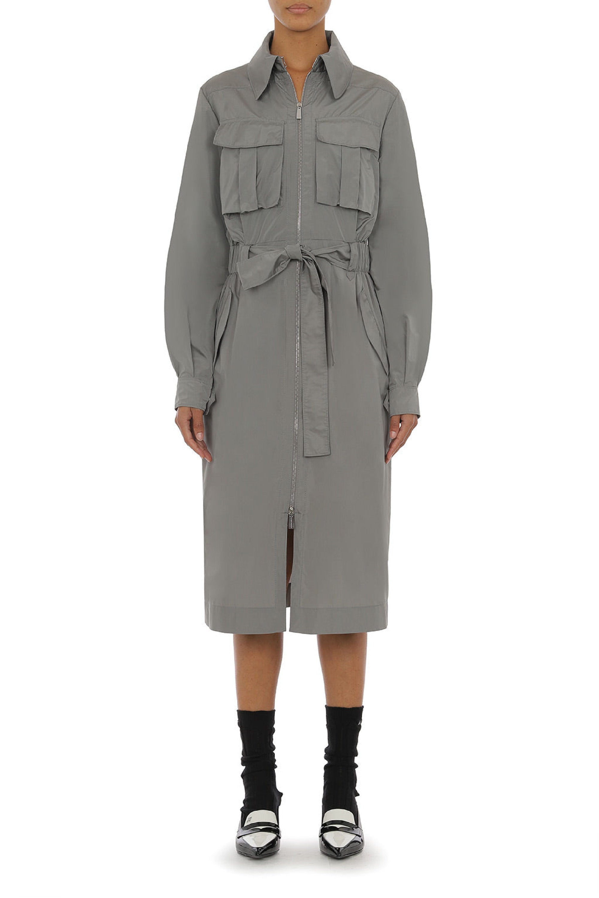 Robe midi en tissu structuré - Grey