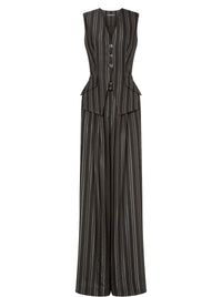 Combinaison en maille rayée - Dark Grey